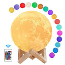 LED Night Light: Rechargeable 3D Printed Moon Lamp Colors