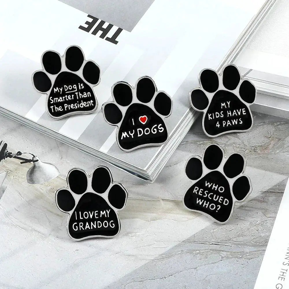 I Love My Dogs Paw Brooch Enamel Pin For Dog Lovers