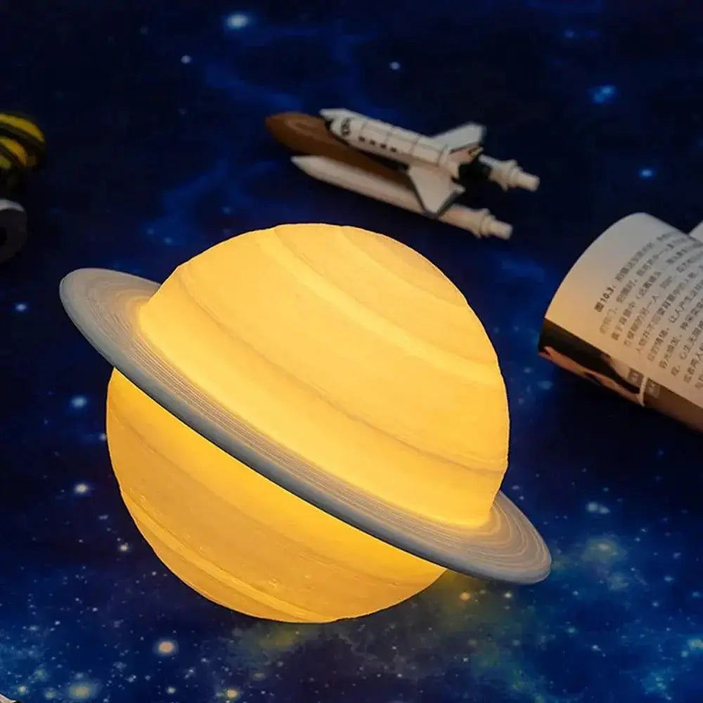 3D Printed Saturn LED Night Light Touch With Remote Control