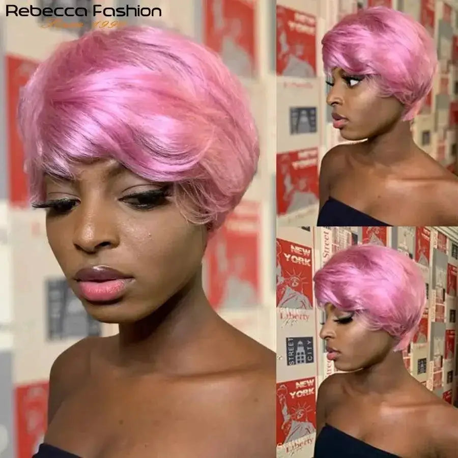 Highlighted Pixie Cut Brazilian Wig Remy Hair Easy Wear