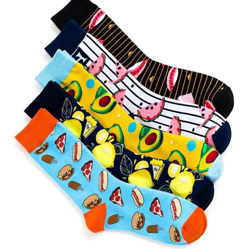 Playful Avocado And Sushi Animal Socks Happy Cotton Blend