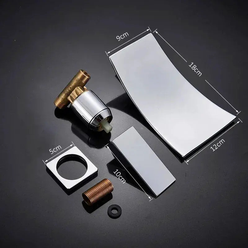 Waterfall Basin Faucet Chrome Matte Black Wall Installation