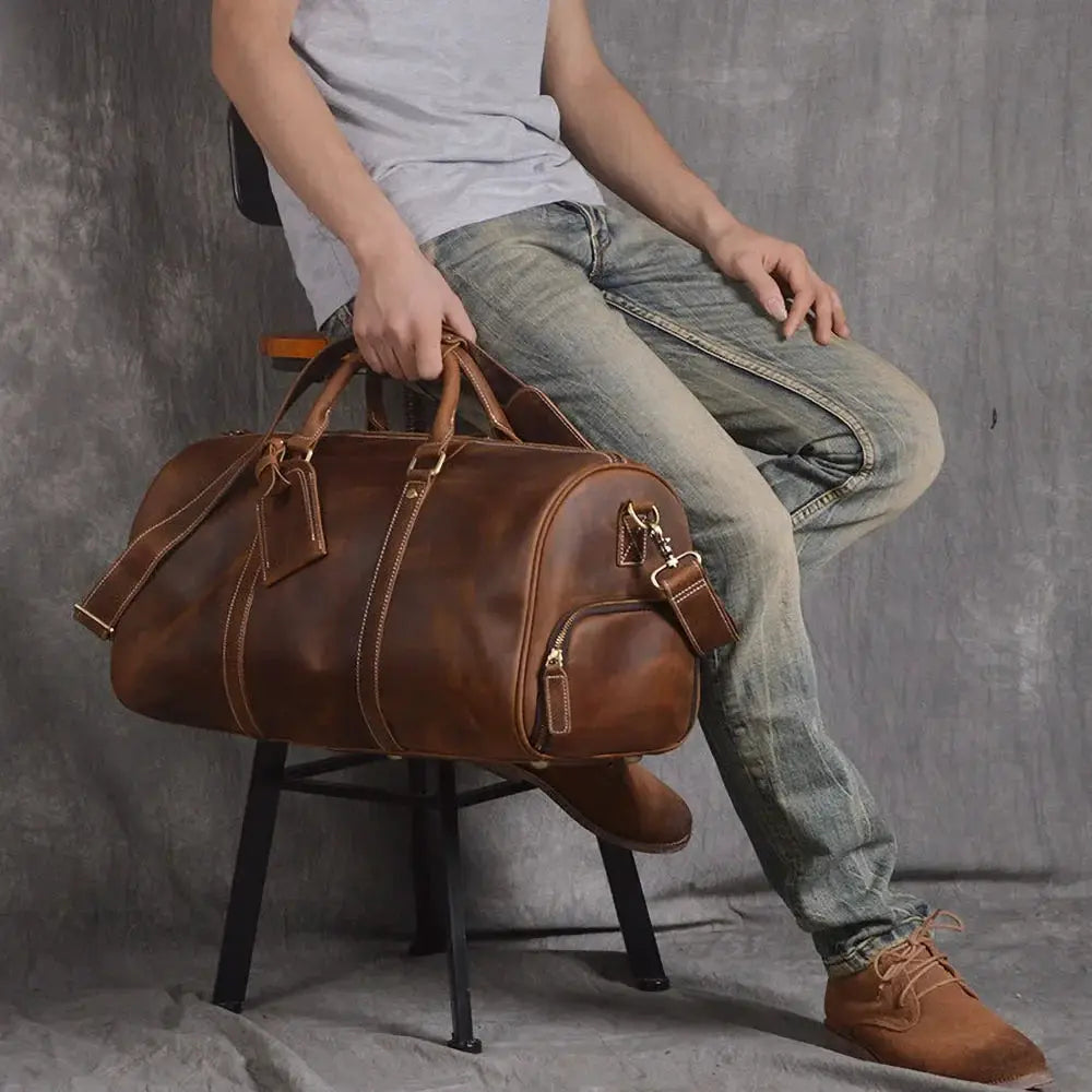 Vintage Mens Hand Luggage Bag Genuine Leather