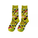 Playful Avocado & Sushi Animal Socks - Happy Cotton Blend