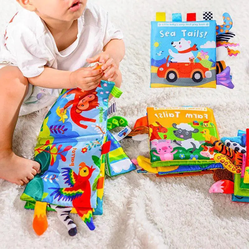 Baby Cloth Book Interactive Educational Animal Tail Toy