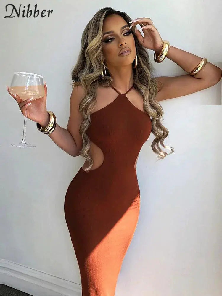 Halter Neck Knitted Dress Backless Fashion Statement Piece