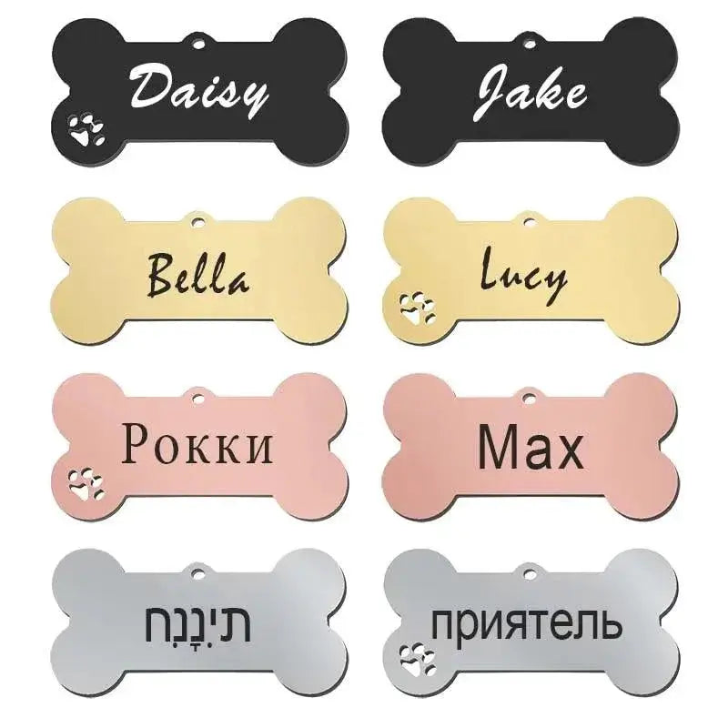 Personalized Pet Collar Id Tag Engraved Keyring Charm Bone