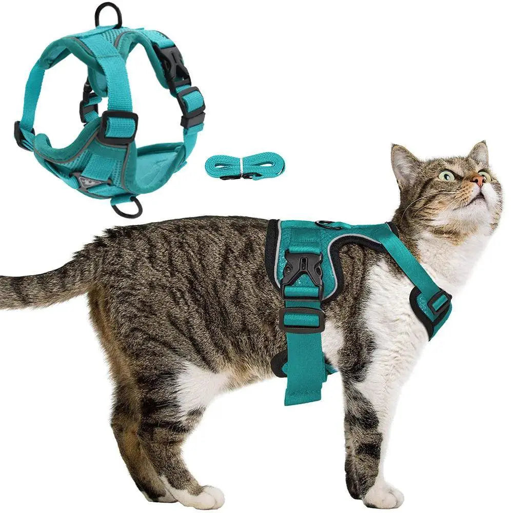 Escape Proof Breathable Cat Harness With Reflective Leash