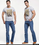 Mens Boot Cut Jeans Slightly Flared Slim Fit Denim Pants