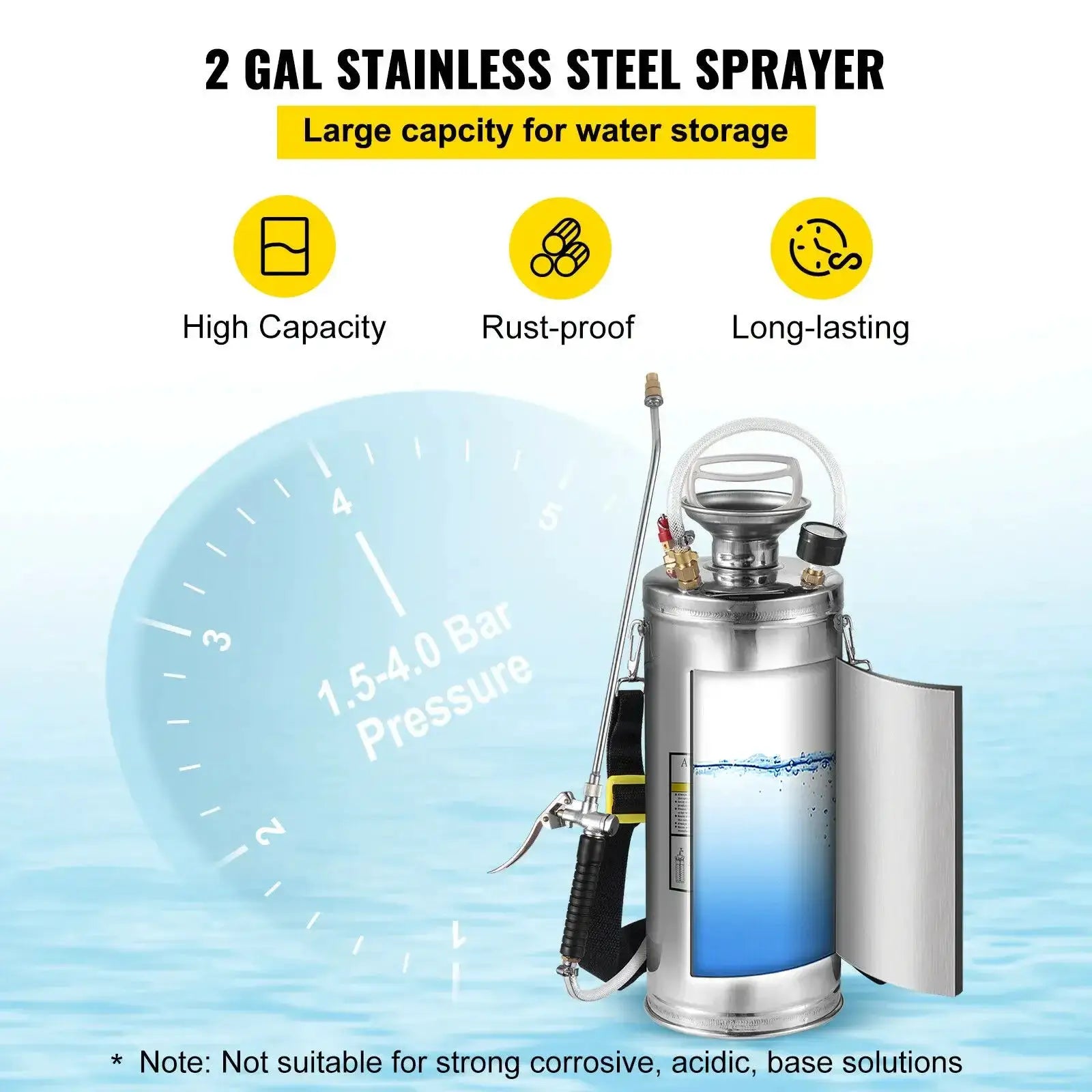 VEVOR Stainless Steel Hand Pump Sprayer For Garden Use