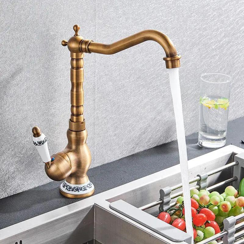 Quyanre Black Bronze Retro Antique Brass Kitchen Faucet - OurLum.com