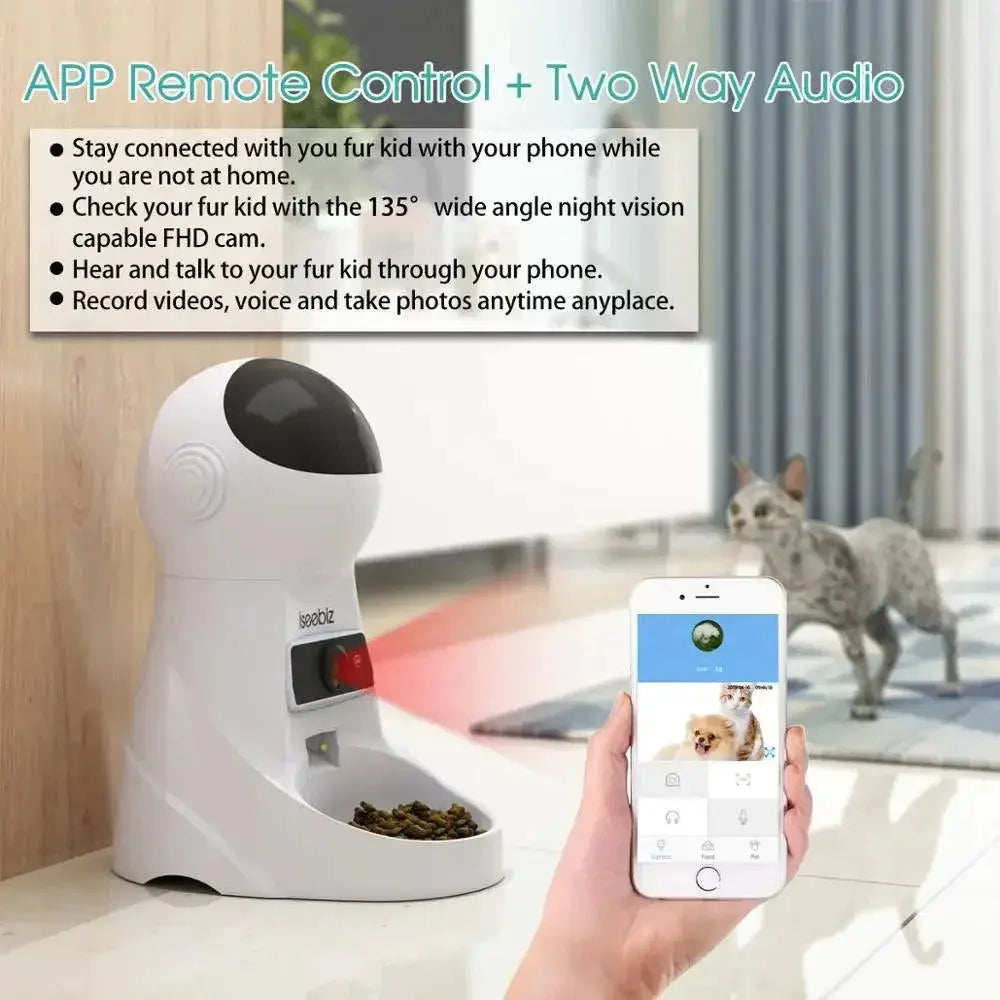 Iseebiz Automatic Pet Feeder With Camera And App Control
