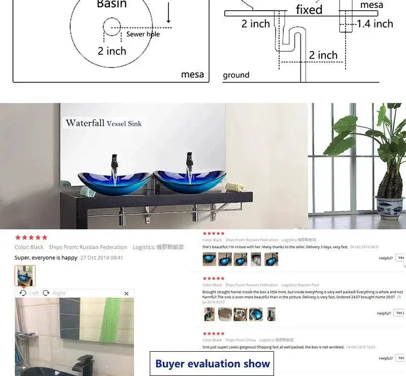 Elegant Glass Waterfall Tap for Baths — product view 10