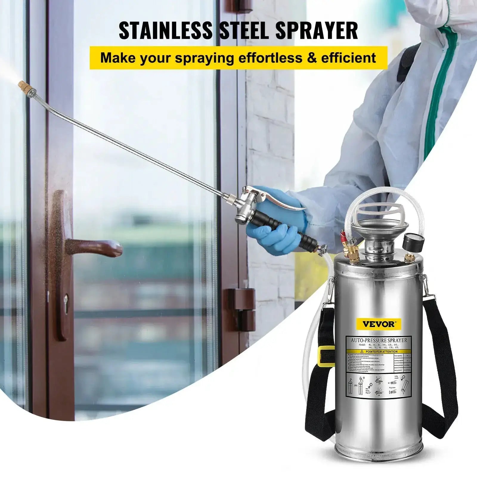 VEVOR Stainless Steel Hand Pump Sprayer For Garden Use