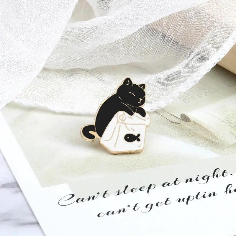 Charming Cat Enamel Pins Cartoon Brooch Gift For Cat Lovers