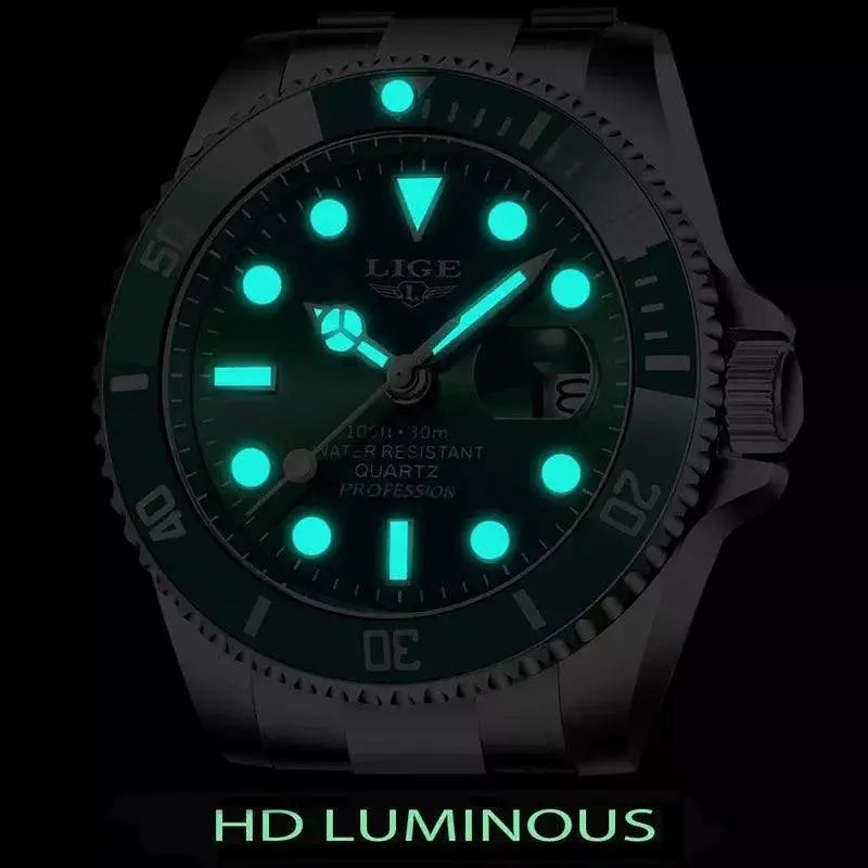 LIGE Diver Watch Stylish Waterproof Wristwatch for Adventure