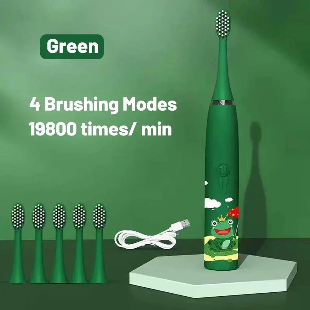 Kids Electric Toothbrush Cartoon Pattern Ultrasonic