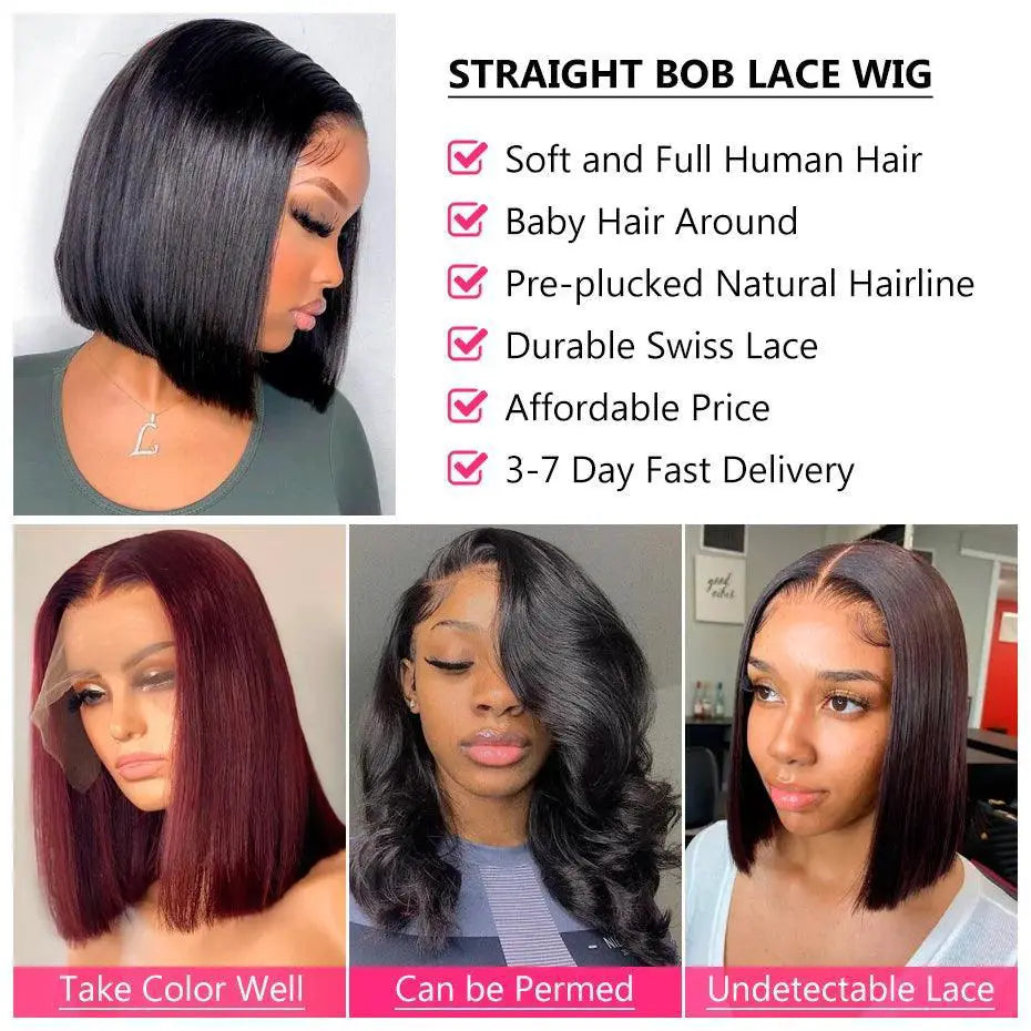 Gabrielle Short Bob Lace Front Wig 13x4 Frontal Brazilian
