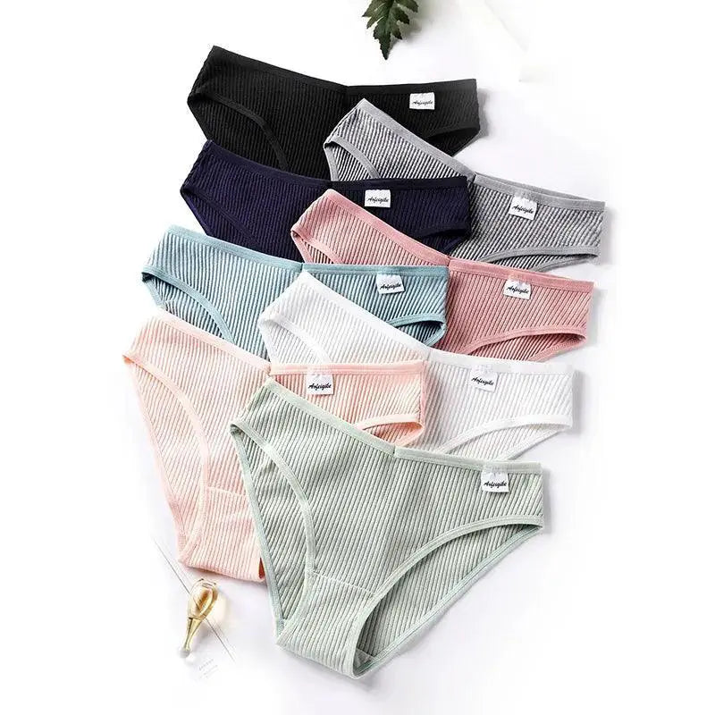 Striped Cotton V Panty Breathable Women's Underwear