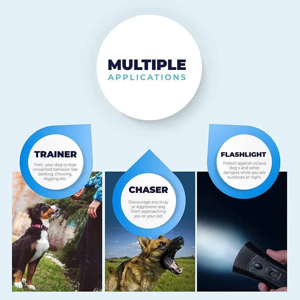 Pet Dog Anti Barking Ultrasonic Trainer With LED Flashlight
