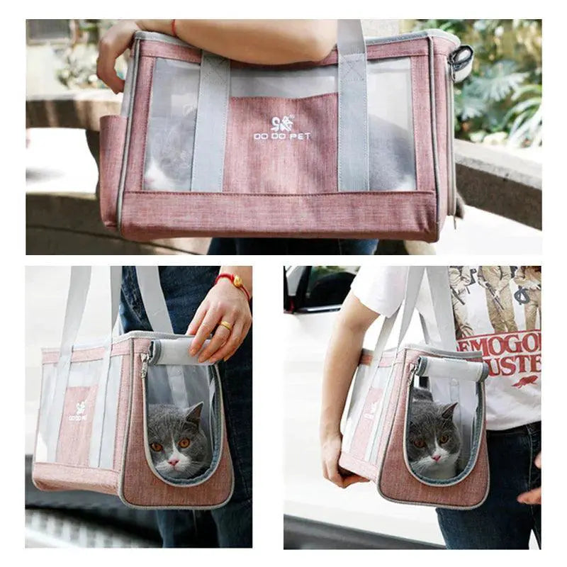 PawGlow Breathable Cat Carrier Bag For Travel And Comfort