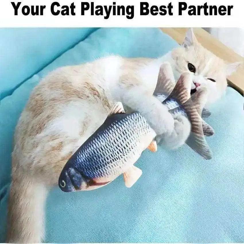 Electric Floppy Fish Cat Toy Interactive USB Charger Catnip