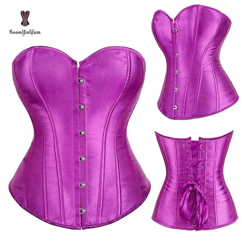 Satin Overbust Corset Shaper With G String Slimming Wear