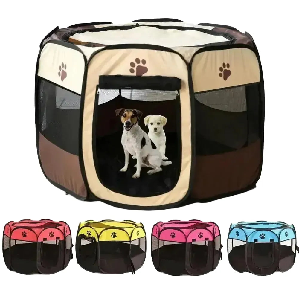 Portable Pet Kennel Tent for Outdoor Use — Gray