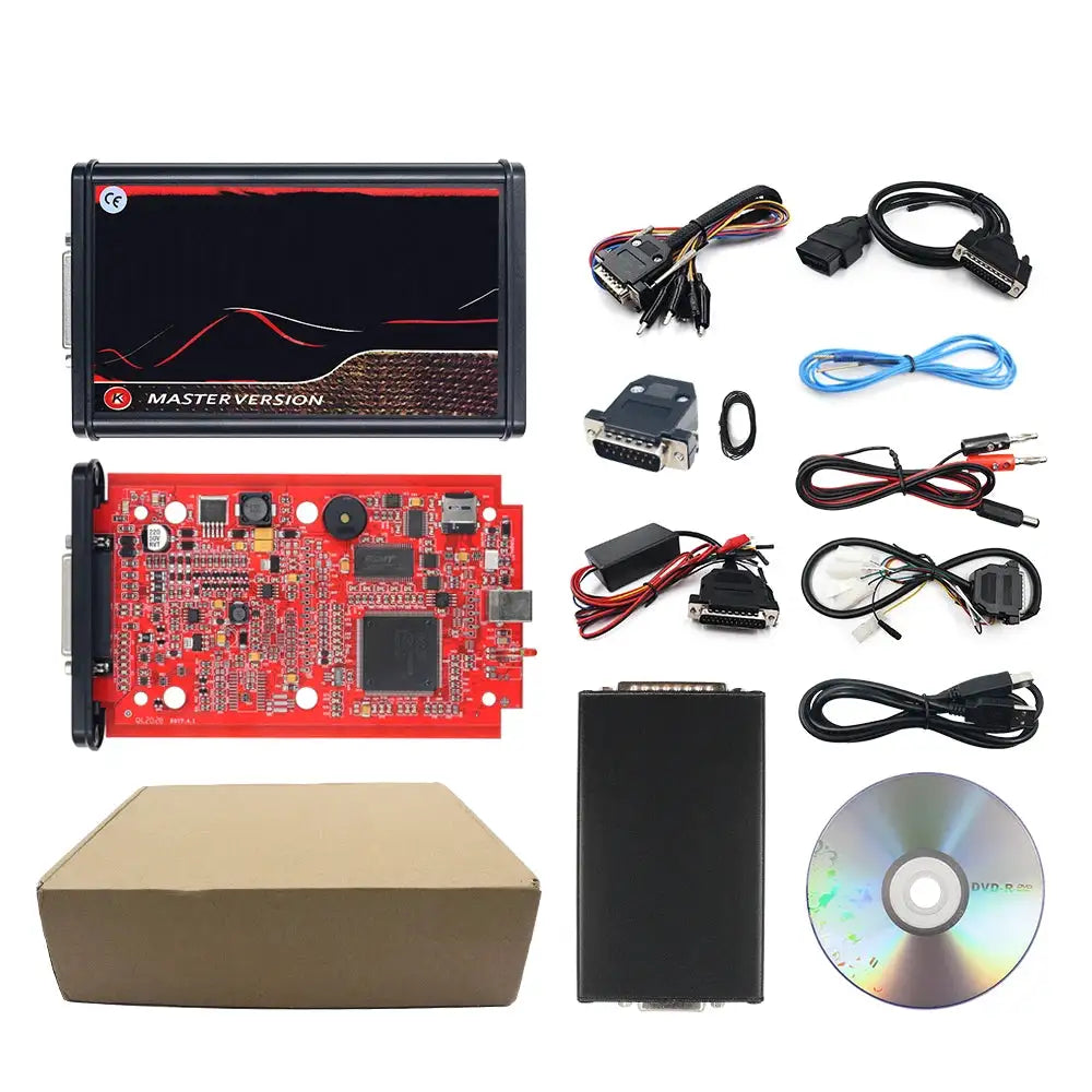 Online 2.80 EU Red Kess V5.017 OBD2 Manager Remap Kit KTAG V7.020 4 LED BDM Frame 22pcs Adapters K-TAG 2.25 ECU Flash Tool