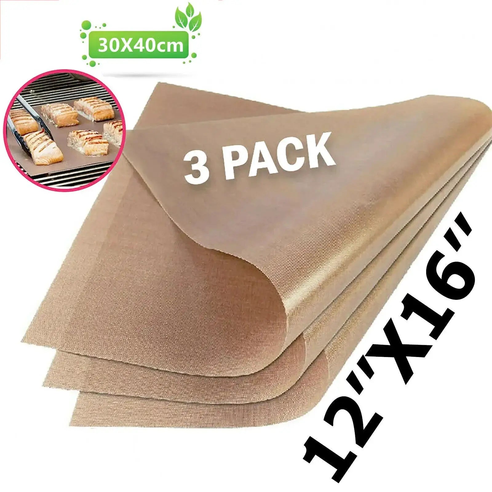 3 Pieces 30x40cm Reusable Heat Resistant Baking Sheets