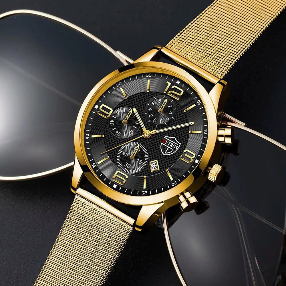 Elegant Stainless Steel Mesh Bracelet Watch For Gentlemen