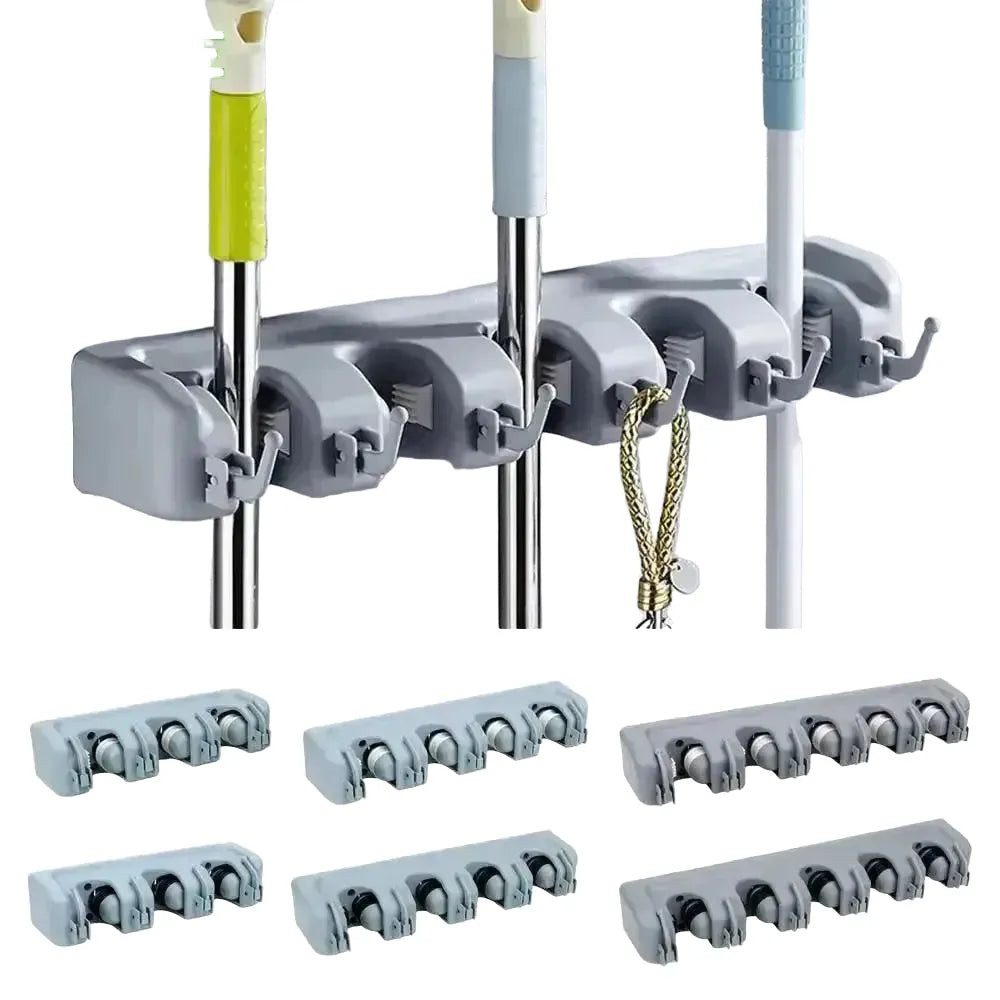 Kitchen Broom Mop Wall Mount Organizer — product view 1