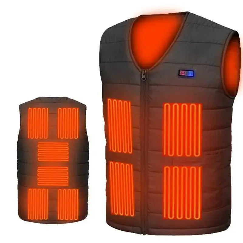 11 Area Heating Vest Men Women Casual V-neck USB Heated Jacket - OurLum.com