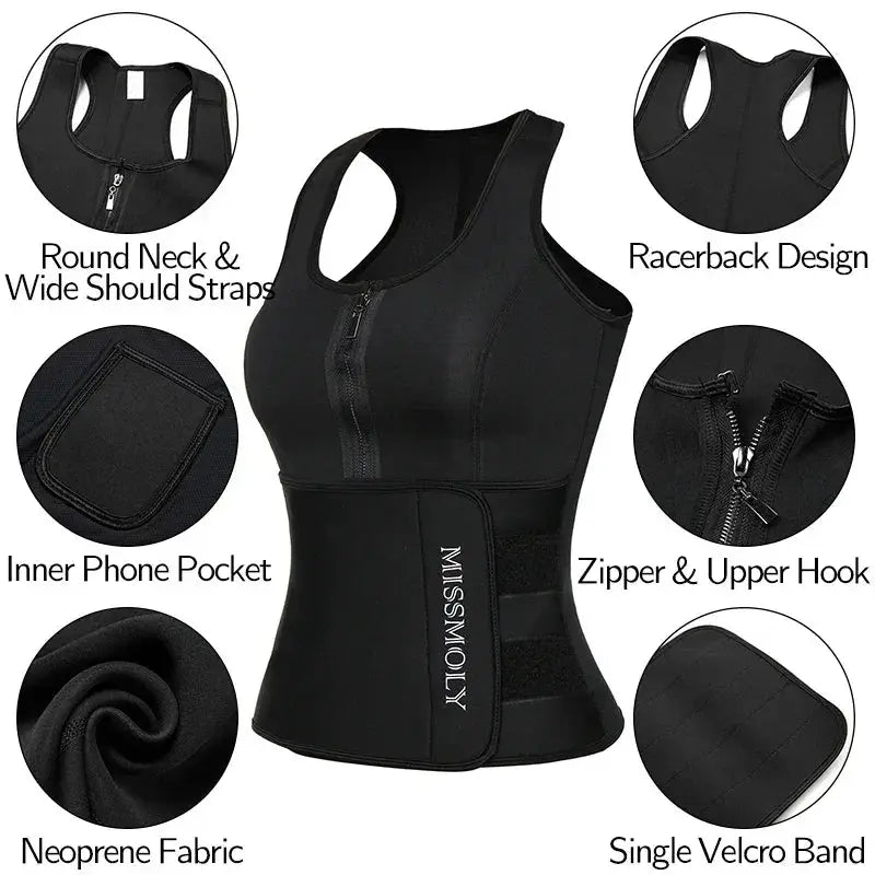 Mens Waist Trainer Vest Slimming Body Shaper Workout Tank
