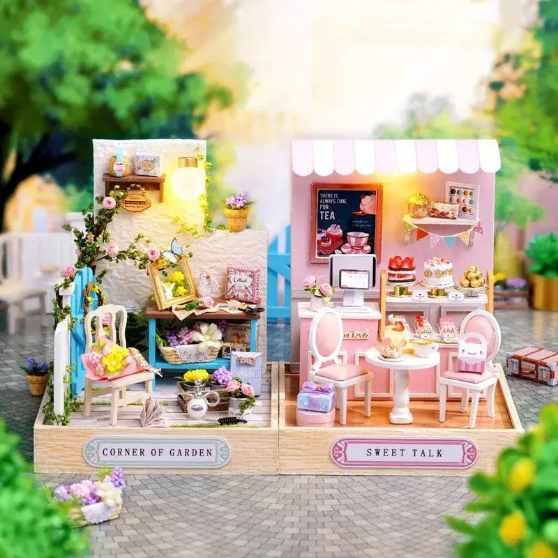 Kids Wooden Dollhouse Kit Creative Roombox Toy Set