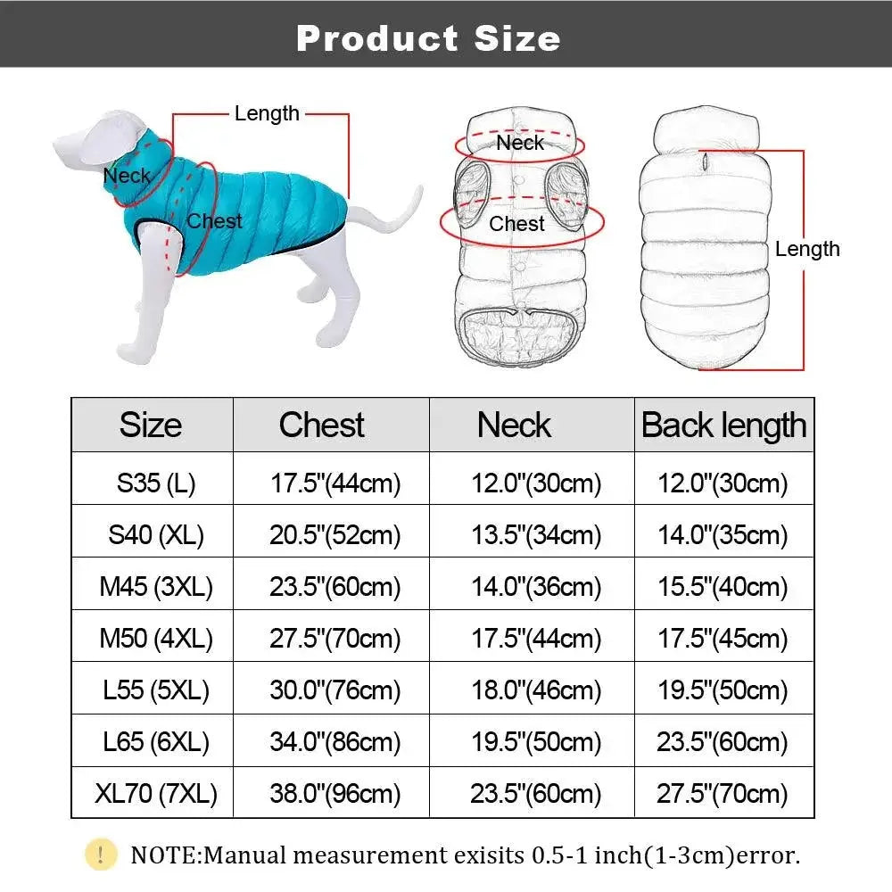 Winter Warm Reversible Dog Jacket Coat Waterproof Vest