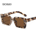 Stylish UV400 Retro Leopard Rectangle Sunglasses Unisex