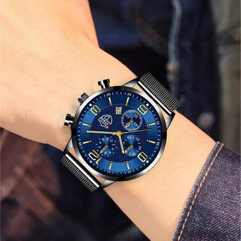 Elegant Stainless Steel Mesh Bracelet Watch For Gentlemen