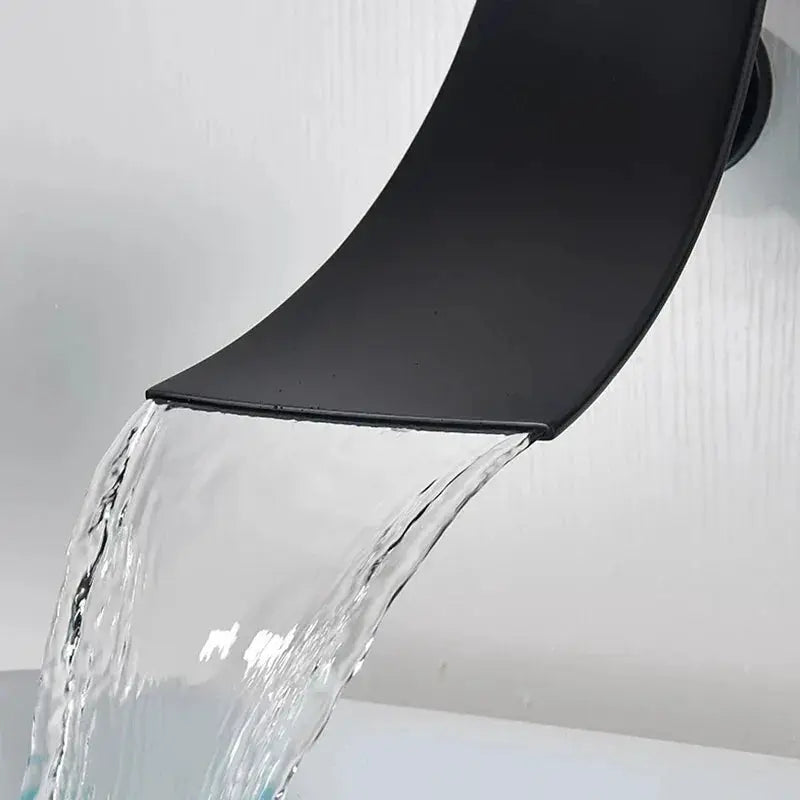 Waterfall Basin Faucet Chrome Matte Black Wall Installation