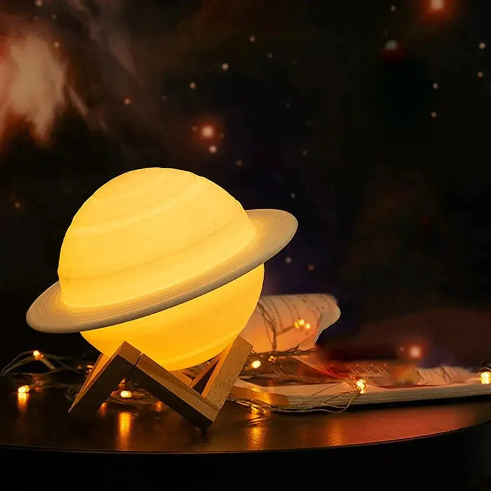 3D Printed Saturn LED Night Light Touch With Remote Control