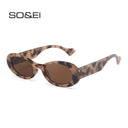 Trendy Unisex Vintage Leopard Oval Sunglasses with UV400