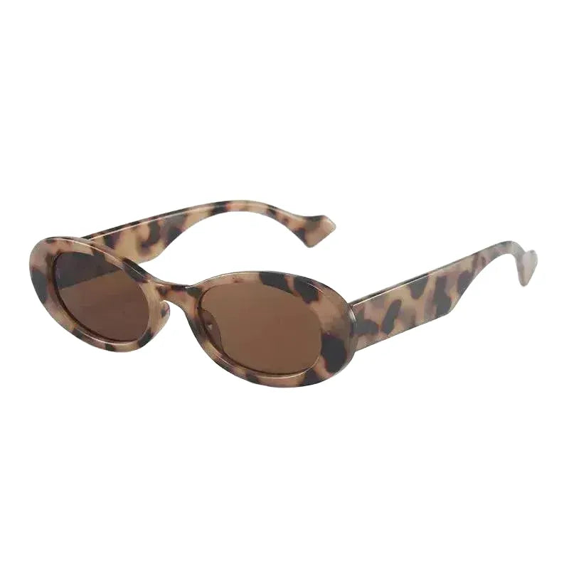 Unisex Vintage Leopard Oval Sunglasses UV400 Protection