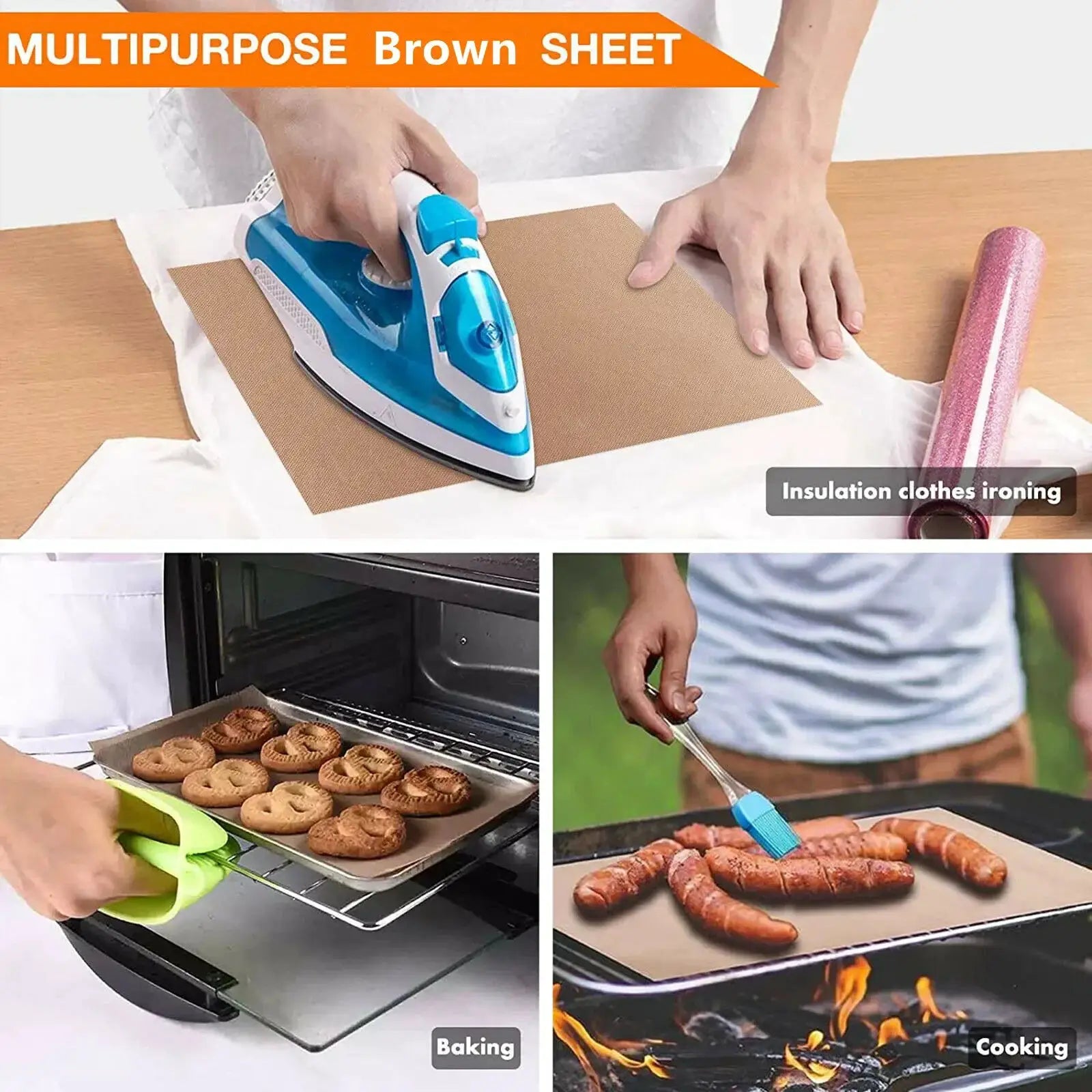 3 Pieces 30x40cm Reusable Heat Resistant Baking Sheets