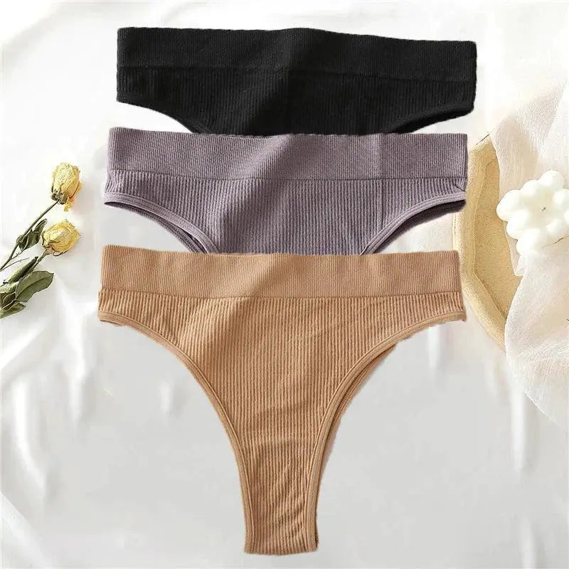 Cotton High-Waisted Thongs Seamless Comfort And Style Set