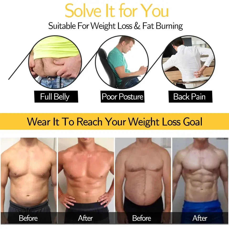 Men Sauna Sweat Vest Waist Trainer Compression Shirt