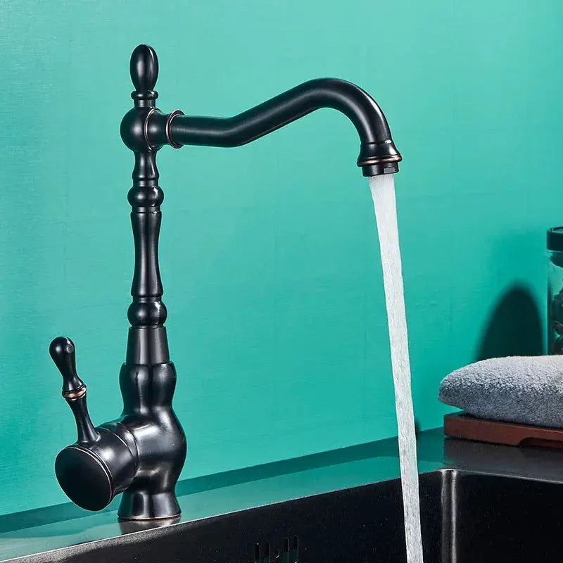 Quyanre Black Bronze Retro Antique Brass Kitchen Faucet - OurLum.com