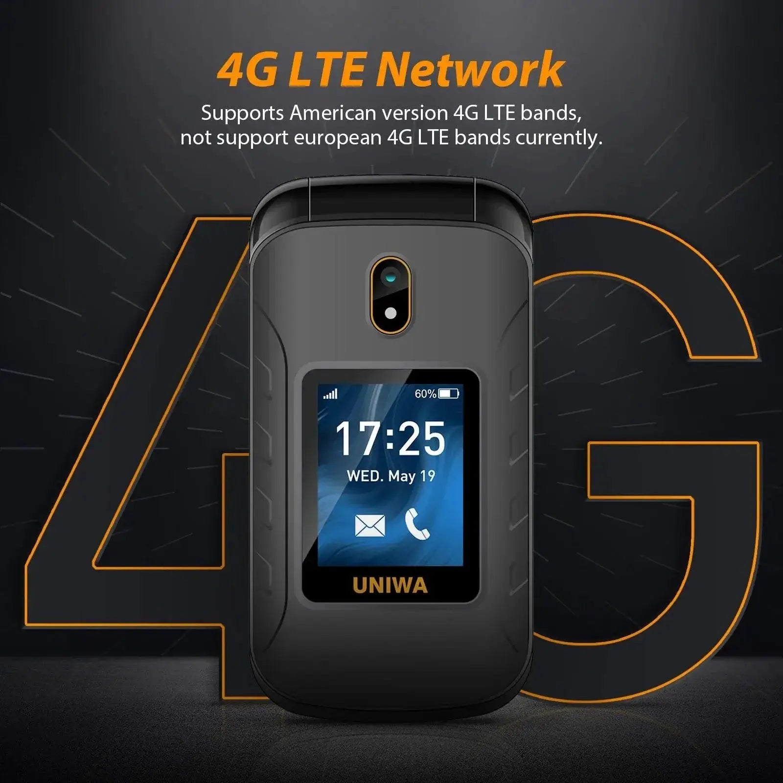 UNIWA V909T 4G Flip Phone For Elderly Dual Screen Model