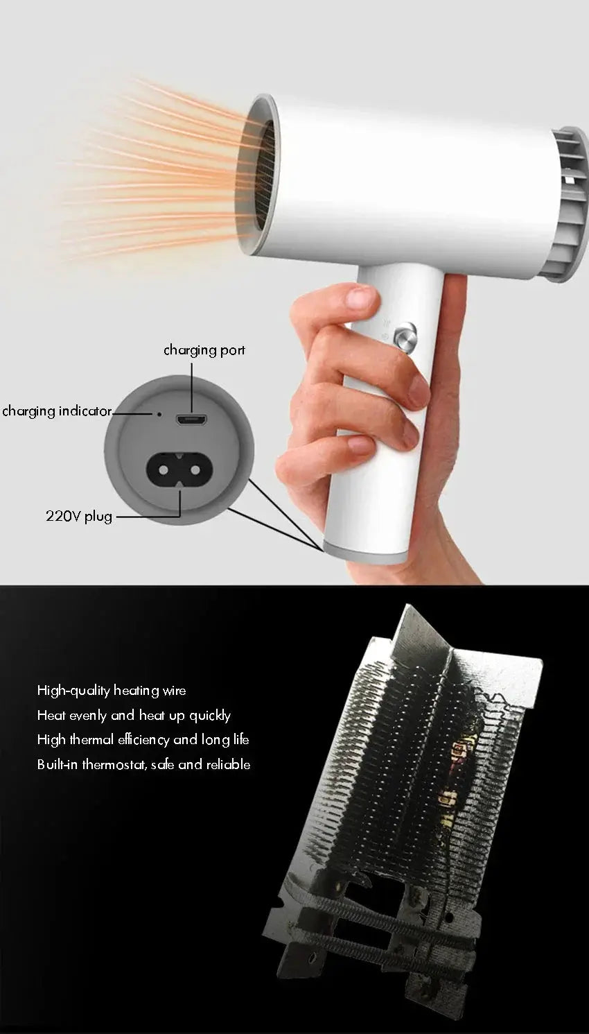 Fast Dry Cordless Hair Dryer for Travel — product view 10