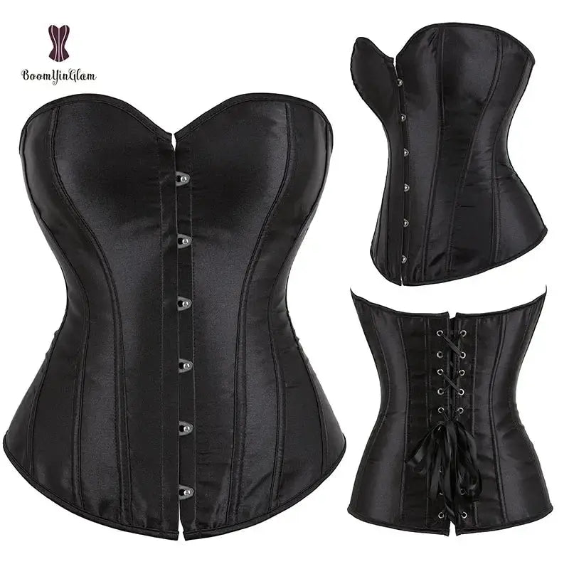 Satin Overbust Corset Shaper With G String Slimming Wear
