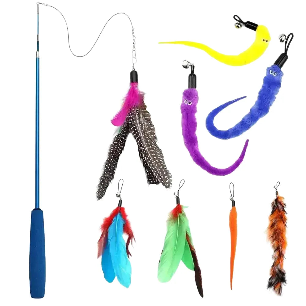 Feather Teaser Wand Cat Toy for Exercise — 1pcs with Wand